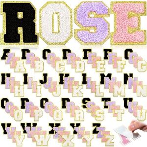 Black, Pink, White & Purple Chenille Letter Sticker Patches